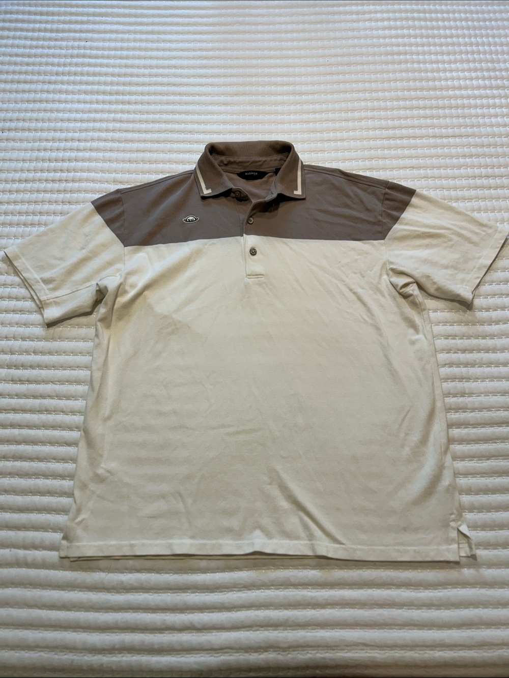 Radmor Men's Two-Tone Polo Shirt - Taupe & Cream Large